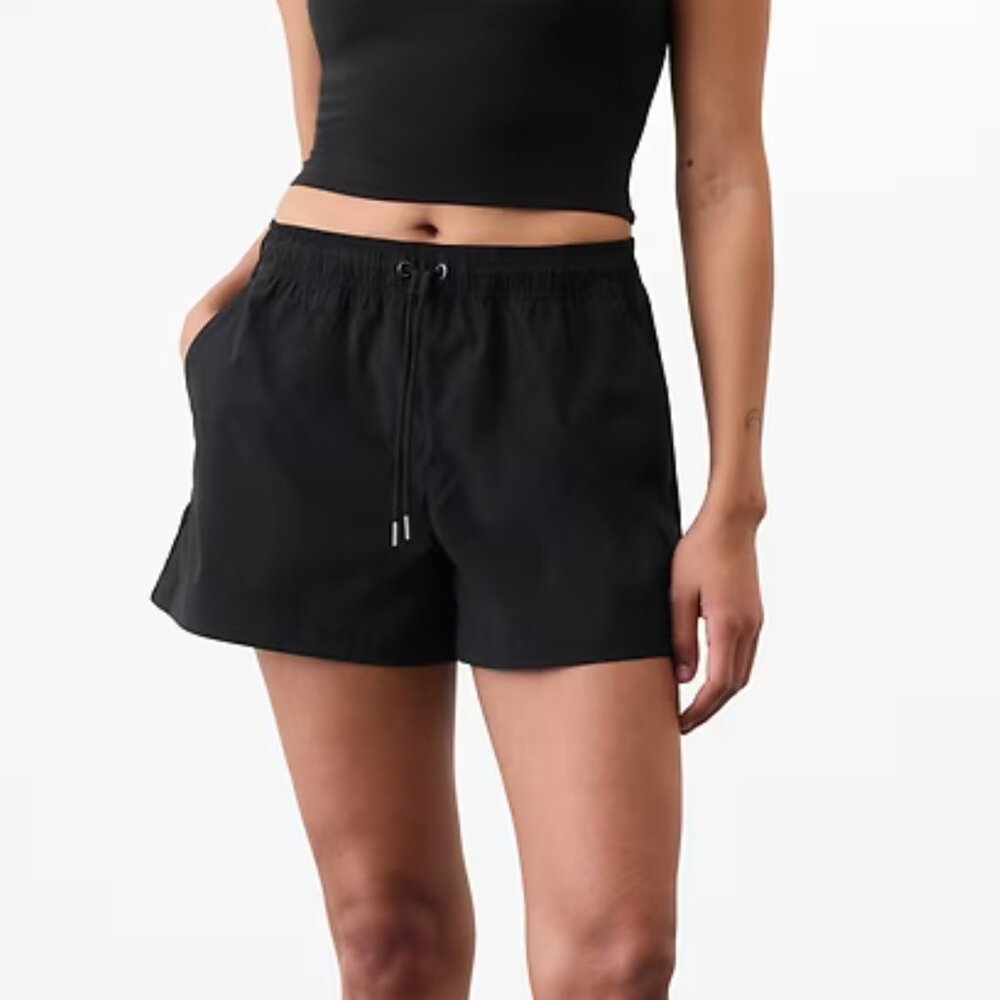 Athleta Midday Mid-Rise Poplin Short -- Black XL NWT